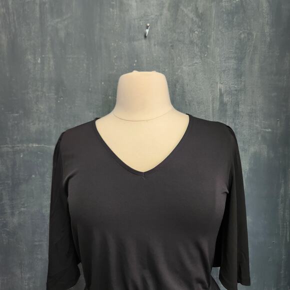 Girl With Curves Knit Midi Dress with Flutter Sleeve Black Tall Medium Pockets - Picture 3 of 12